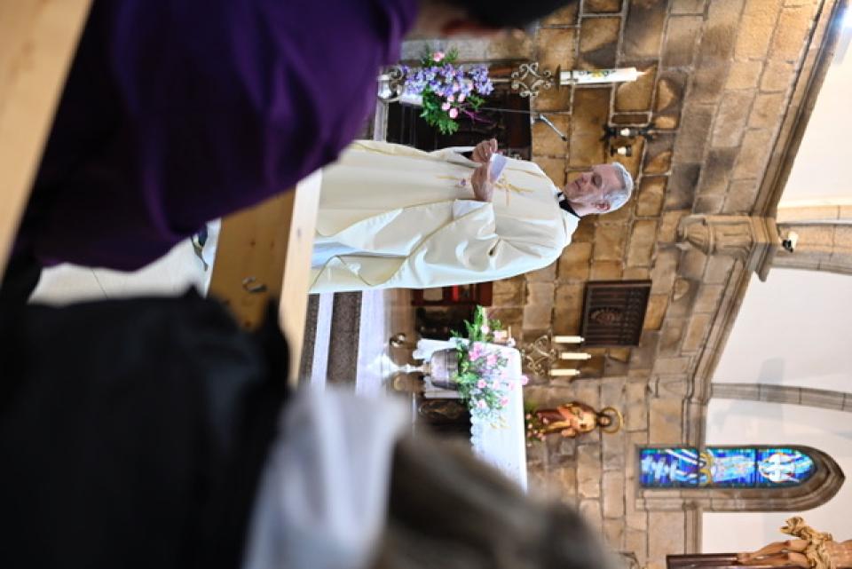 Father Bill delivering the homily this morning in Perrino